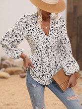 Ditsy Floral Print Lantern Sleeve Peplum Blouse